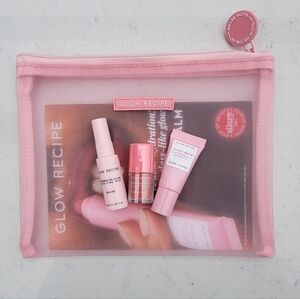 Glow Recipe Travel Kit - Watermelon Glow Mist, Glass Balm, Dewy Flush And Bag